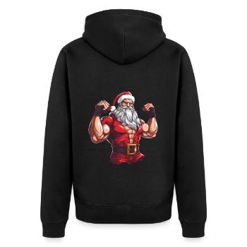 Bath Santa Claus Christmas Muscular Cool - Unisex Premium Organic Zip Hoodie - black - Back - Nico (187cm)