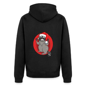 Raton laveur avec bonnet de Père Noël - Veste à capuche bio Premium Unisexe - noir - Dos - Nico (187cm)