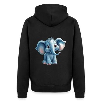 Niedlicher Elefant für Kinder für Kinder - Unisex Premium Bio Zip Hoodie - Schwarz - Hinten - Nico (187cm)