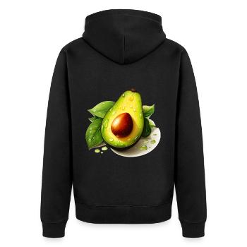 Avocado für einen Avocado Liebhaber und Sportler - Unisex Premium Bio Zip Hoodie - Schwarz - Hinten - Nico (187cm)