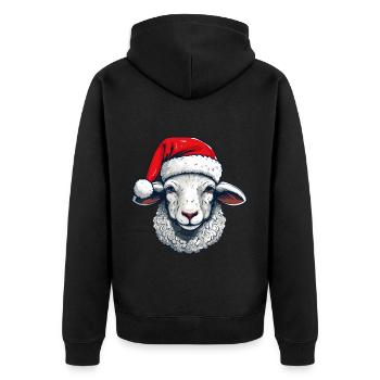 Sheep Christmas Animal Head Lamb - Unisex Premium Organic Zip Hoodie - black - Back - Nico (187cm)