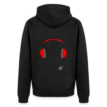Headset Gaming Kopfhörer - Unisex Premium Bio Zip Hoodie - Schwarz - Hinten - Nico (187cm)