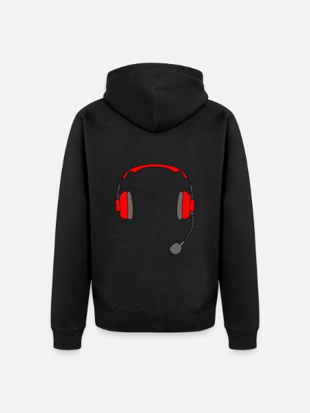 Headset Gaming Kopfhörer - Unisex Premium Bio Zip Hoodie - Schwarz