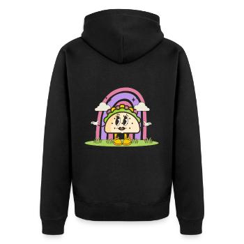 Taco - Unisex Premium Bio Zip Hoodie - Schwarz - Hinten - Nico (187cm)