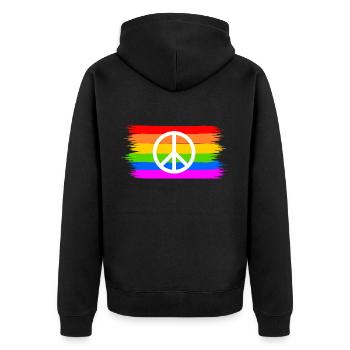 Signe de paix sur la bannière arc-en-ciel LGBT - Veste à capuche bio Premium Unisexe - noir - Dos - Nico (187cm)