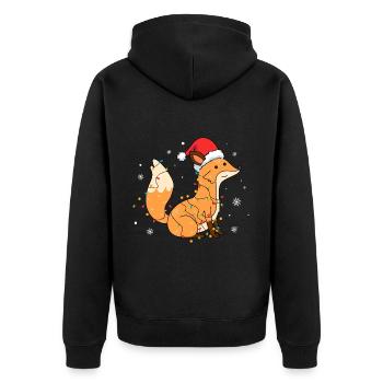 Renard avec bonnet de Père Noël - Veste à capuche bio Premium Unisexe - noir - Dos - Nico (187cm)
