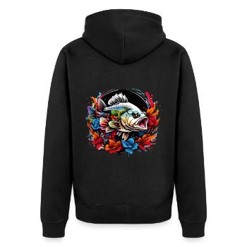 Barsch-Fisch - Unisex Premium Bio Zip Hoodie - Schwarz - Hinten - Nico (187cm)