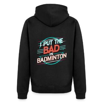 J’ai mis le mauvais dans le badminton 14 - Veste à capuche bio Premium Unisexe - noir - Dos - Nico (187cm)