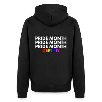 pride month demon - Unisex Premium Bio Zip Hoodie - Schwarz - Hinten - Nico (187cm)