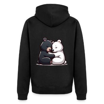 Two Bears In Love - Unisex Premium Bio Zip Hoodie - Schwarz - Hinten - Nico (187cm)