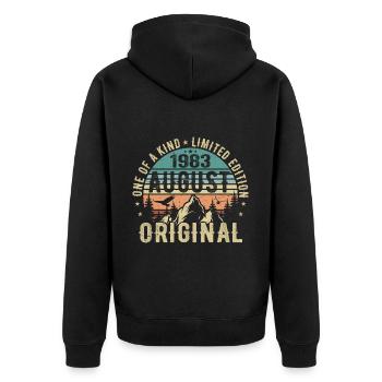 August 1983 - Born in August 1983 - Birthday - Unisex Premium Organic Zip Hoodie - black - Back - Nico (187cm)