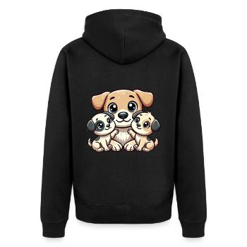 Parent chien aimant avec deux enfants mignons - Veste à capuche bio Premium Unisexe - noir - Dos - Nico (187cm)