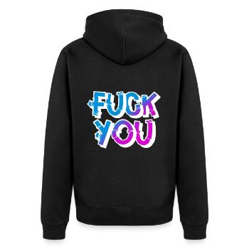 Fuck you - Unisex Premium Bio Zip Hoodie - Schwarz - Hinten - Nico (187cm)