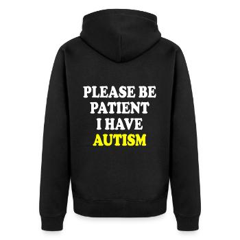 please be patient i have autism - Unisex Premium Organic Zip Hoodie - black - Back - Nico (187cm)