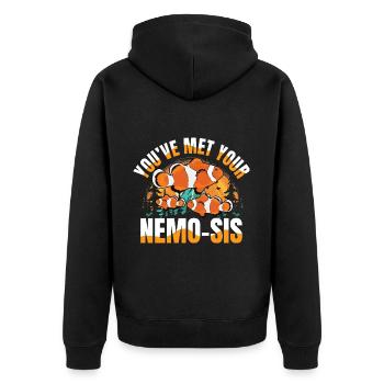 Funny Clownfisch für eine Anglerin Fischerin - Unisex Premium Bio Zip Hoodie - Schwarz - Hinten - Nico (187cm)