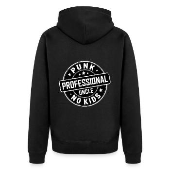 Punk Professional Uncle No Kids 12 - Unisex Premium Bio Zip Hoodie - Schwarz - Hinten - Nico (187cm)