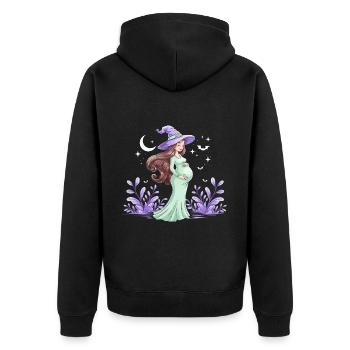 Zauberhafte Mondschein Schwangere Hexe für - Unisex Premium Bio Zip Hoodie - Schwarz - Hinten - Nico (187cm)