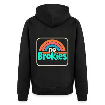No Brokies 5 - Unisex Premium Bio Zip Hoodie - Schwarz - Hinten - Nico (187cm)
