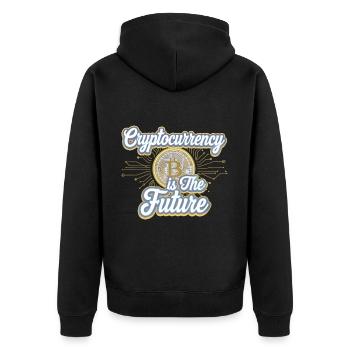 Cryptocurrency Is The Future 12 - Unisex Premium Bio Zip Hoodie - Schwarz - Hinten - Nico (187cm)