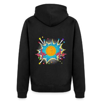 Panzer Pop Art Comic Retro Herzschlag - Unisex Premium Bio Zip Hoodie - Schwarz - Hinten - Nico (187cm)