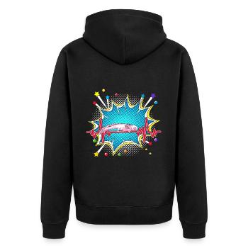 Zahnarzt Pop Art Comic Retro Herzschlag - Unisex Premium Bio Zip Hoodie - Schwarz - Hinten - Nico (187cm)