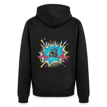 Trompete Pop Art Comic Retro Herzschlag - Unisex Premium Bio Zip Hoodie - Schwarz - Hinten - Nico (187cm)