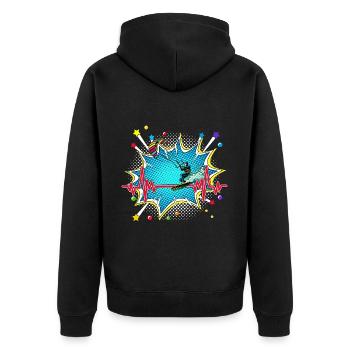 Climbing Pop Art Comic Retro Herzschlag - Unisex Premium Bio Zip Hoodie - Schwarz - Hinten - Nico (187cm)