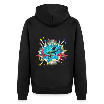 Bowling Pop Art Comic Retro Herzschlag - Unisex Premium Bio Zip Hoodie - Schwarz - Hinten - Nico (187cm)