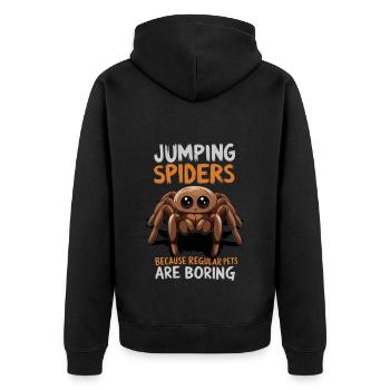 jumping spiders because regular pets are boring - Unisex Premium Organic Zip Hoodie - black - Back - Nico (187cm)