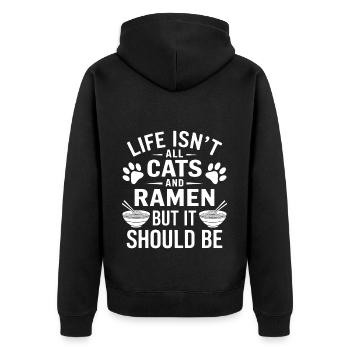 Ramen Cat Anime Drôle Kawaii Ramen Cadeau - Veste à capuche bio Premium Unisexe - noir - Dos - Nico (187cm)