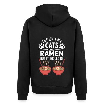 Ramen Cat Anime Drôle Kawaii Ramen Cadeau - Veste à capuche bio Premium Unisexe - noir - Dos - Nico (187cm)