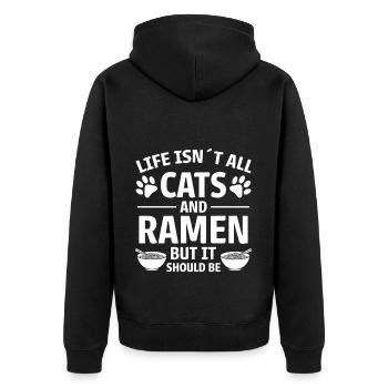 Ramen Cat Anime Drôle Kawaii Ramen Cadeau - Veste à capuche bio Premium Unisexe - noir - Dos - Nico (187cm)