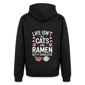 Ramen Cat Anime Drôle Kawaii Ramen Cadeau - Veste à capuche bio Premium Unisexe - noir - Dos - Nico (187cm)