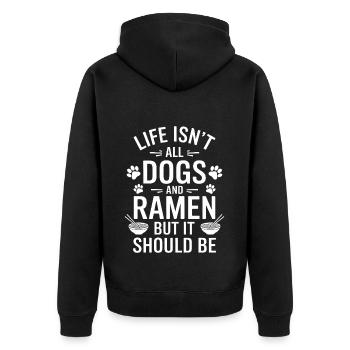 Ramen Chiens Anime Drôle Kawaii Ramen Cadeau - Veste à capuche bio Premium Unisexe - noir - Dos - Nico (187cm)