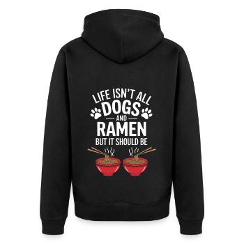 Ramen Chiens Anime Drôle Kawaii Ramen Cadeau - Veste à capuche bio Premium Unisexe - noir - Dos - Nico (187cm)