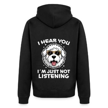 Old English Sheepdog Spruch Witz Sheepdog Geschenk - Unisex Premium Bio Zip Hoodie - Schwarz - Hinten - Nico (187cm)
