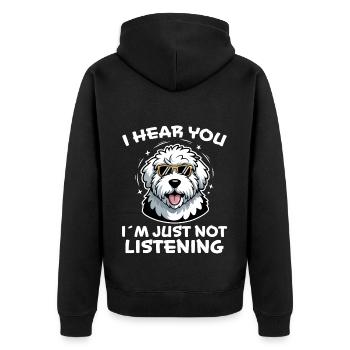 Old English Sheepdog Spruch Witz Sheepdog Geschenk - Unisex Premium Bio Zip Hoodie - Schwarz - Hinten - Nico (187cm)