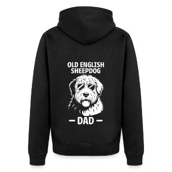 Old English Sheepdog Saying Joke Sheepdog Gift - Unisex Premium Organic Zip Hoodie - black - Back - Nico (187cm)