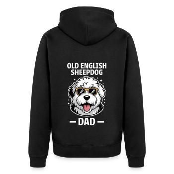 Old English Sheepdog Saying Joke Sheepdog Gift - Unisex Premium Organic Zip Hoodie - black - Back - Nico (187cm)