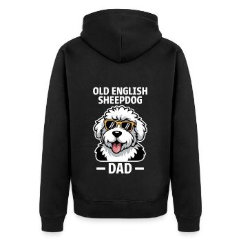 Old English Sheepdog Spruch Witz Sheepdog Geschenk - Unisex Premium Bio Zip Hoodie - Schwarz - Hinten - Nico (187cm)