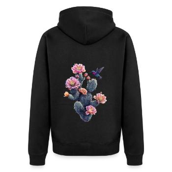 Kaktus - Unisex Premium Bio Zip Hoodie - Schwarz - Hinten - Nico (187cm)