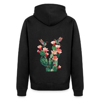 Kaktus - Unisex Premium Bio Zip Hoodie - Schwarz - Hinten - Nico (187cm)