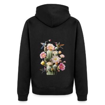 Kaktus - Unisex Premium Bio Zip Hoodie - Schwarz - Hinten - Nico (187cm)