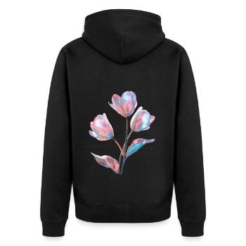 Tulpe - Unisex Premium Bio Zip Hoodie - Schwarz - Hinten - Nico (187cm)