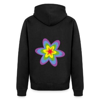 LGBTQ Blume Gay Pride LGBT Awareness Ally Vintage - Unisex Premium Bio Zip Hoodie - Schwarz - Hinten - Nico (187cm)