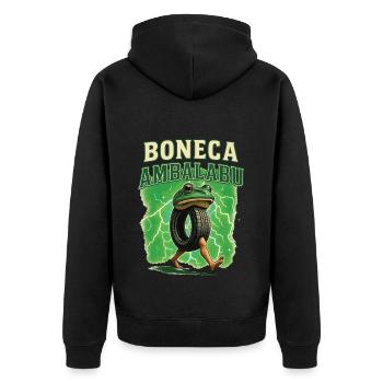 Frosch - Unisex Premium Bio Zip Hoodie - Schwarz - Hinten - Nico (187cm)