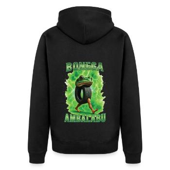 Frosch - Unisex Premium Bio Zip Hoodie - Schwarz - Hinten - Nico (187cm)