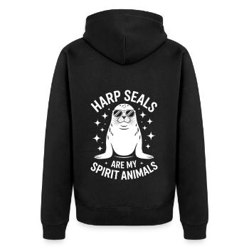 Seal Saying Seal Funny Harp Seal Gift - Unisex Premium Organic Zip Hoodie - black - Back - Nico (187cm)