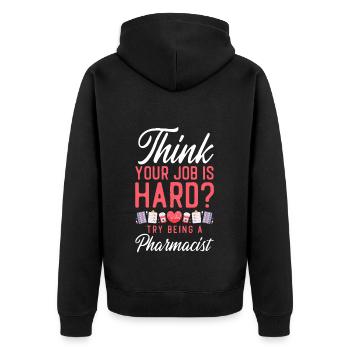 Pharmacy Tech Technician - Unisex Premium Bio Zip Hoodie - Schwarz - Hinten - Nico (187cm)