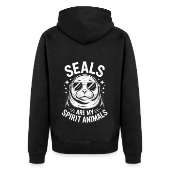 Seal Saying Seal Funny Seal Gift - Unisex Premium Organic Zip Hoodie - black - Back - Nico (187cm)